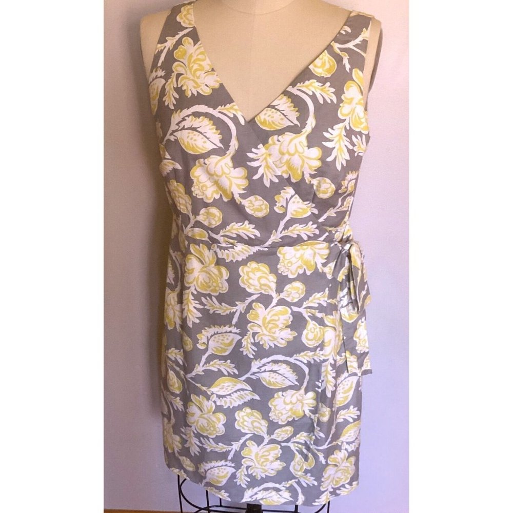 Boden Potifino Faux Wrap Linen Floral Print Sleeveless Dress Size 12 R NWT